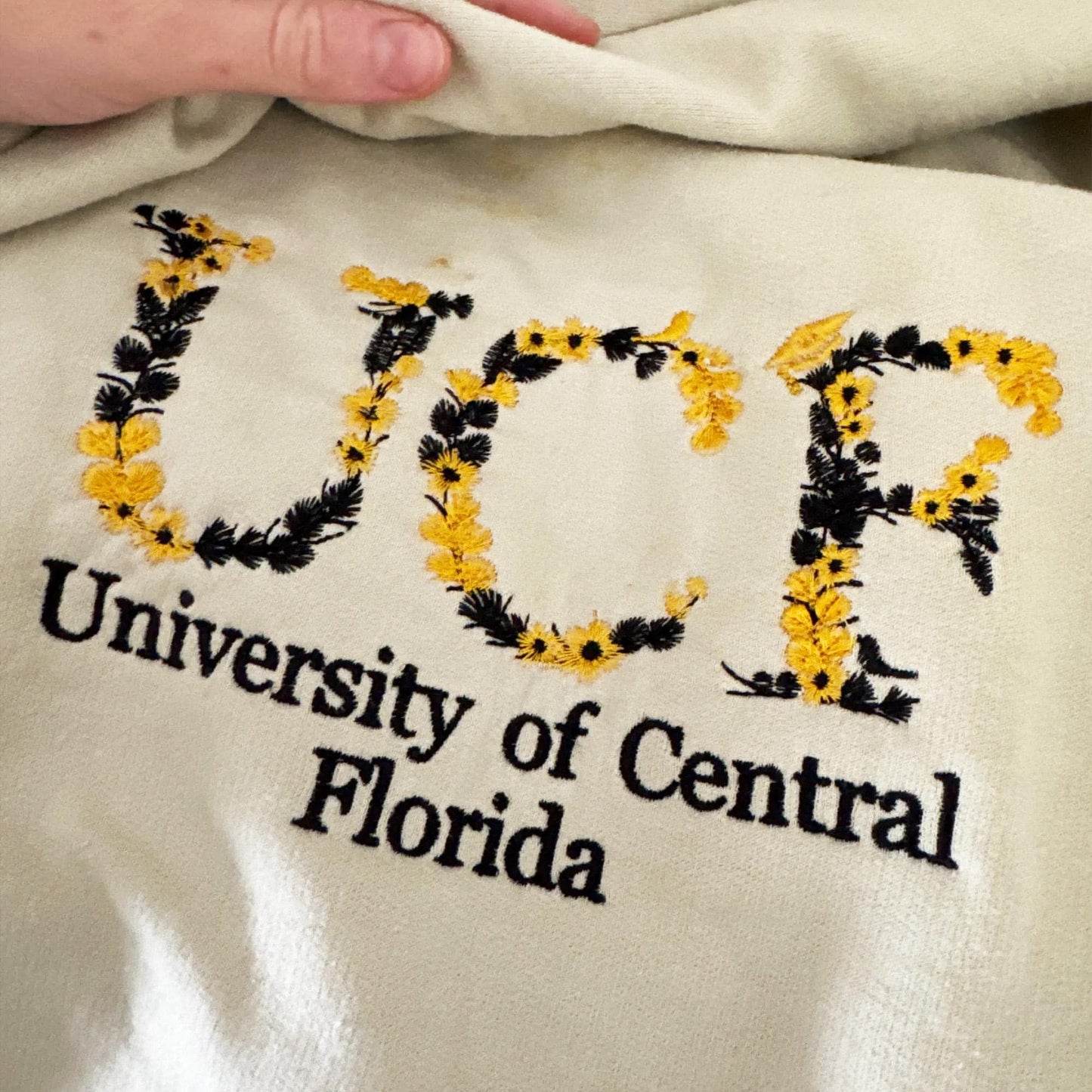 Custom College Embroidered Sweatshirt, Floral Letter Embroidered Hoodie, College University High School Crewneck, Graduation Gift For Friend