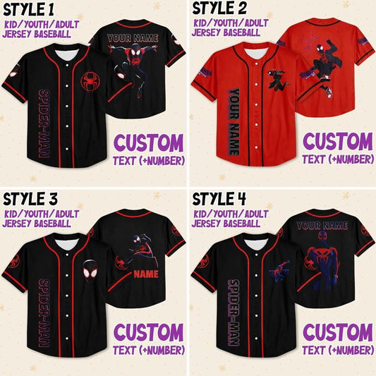 Custom Spider Man Across the Spider Verse Baseball Jersey Team