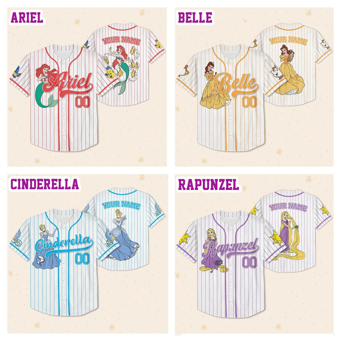 Custom Disney Princess Baseball Jersey