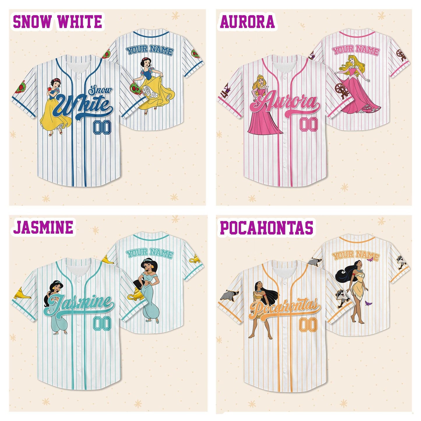 Custom Disney Princess Baseball Jersey