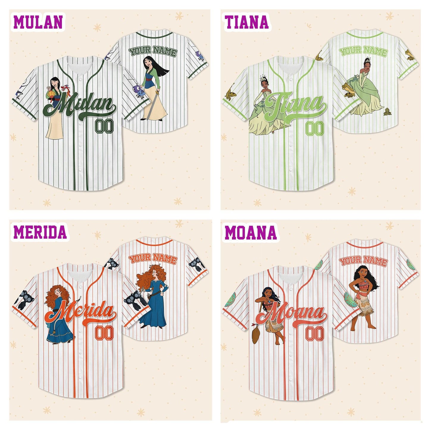 Custom Disney Princess Baseball Jersey