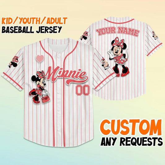 Custom Disney Minnie Mouse Baseball Jersey