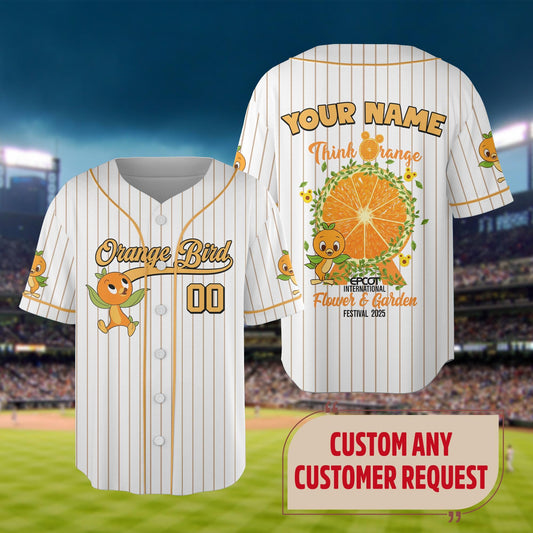 Custom Disney Orange Bird Epcot Flower and Garden Baseball Jersey