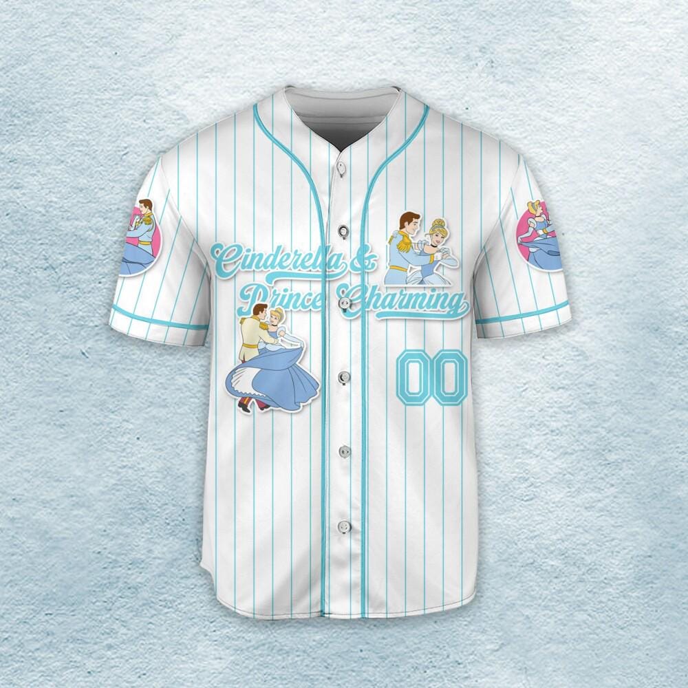 Custom Cinderella And Prince Charming Couple Baseball Jersey for Kids, Youth, Adult (Copy)