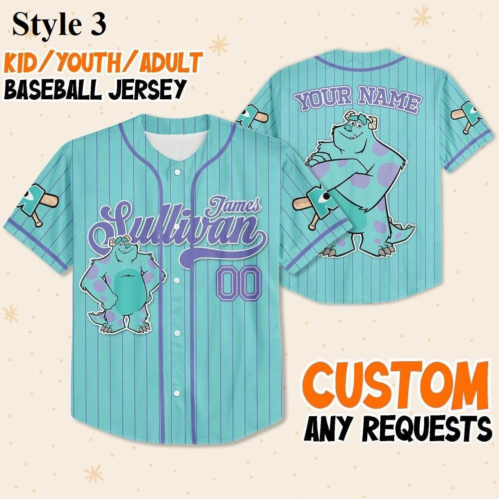 Custom Disney Monster Inc Baseball Jersey Team