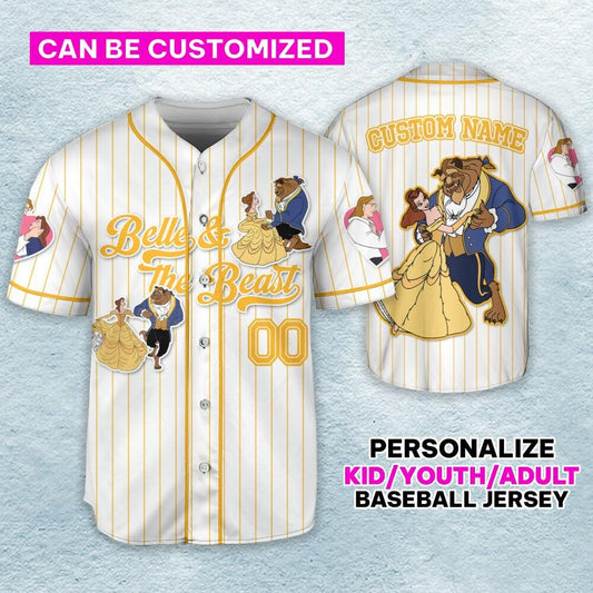 Custom Belle & The Beast Couple Baseball Jersey for Kids, Youth, Adult (Copy)