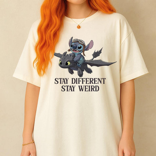 Stitch And Toothless Stay Different Stay Weird Shirt