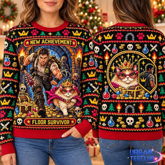 Dungeon Crawler Carl-New Achievement Floor Survivor Ugly Sweater