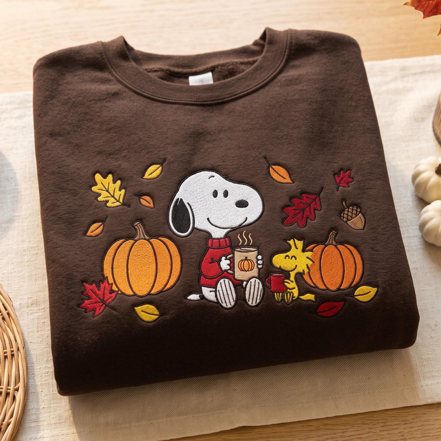 Embroidered Fall Dog Sweatshirt