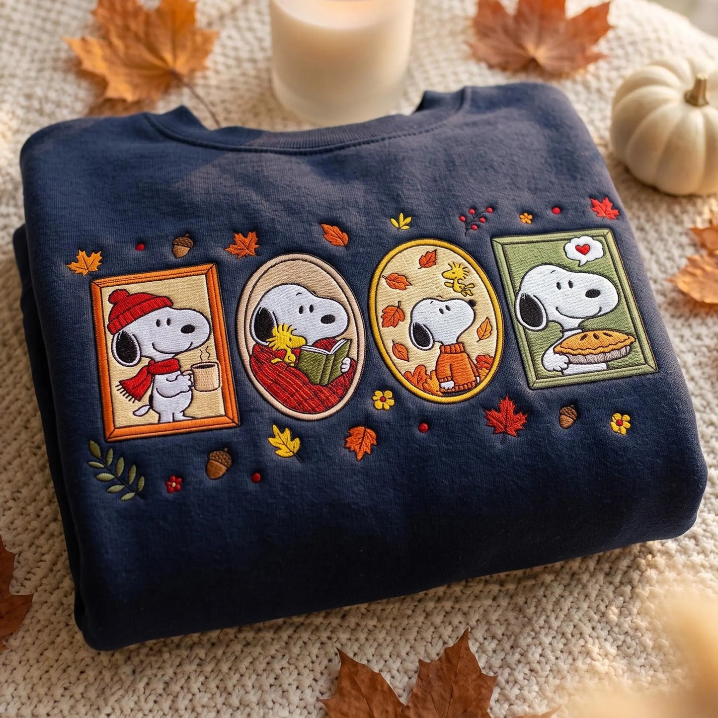 Fall Dog Embroidered Sweatshirt