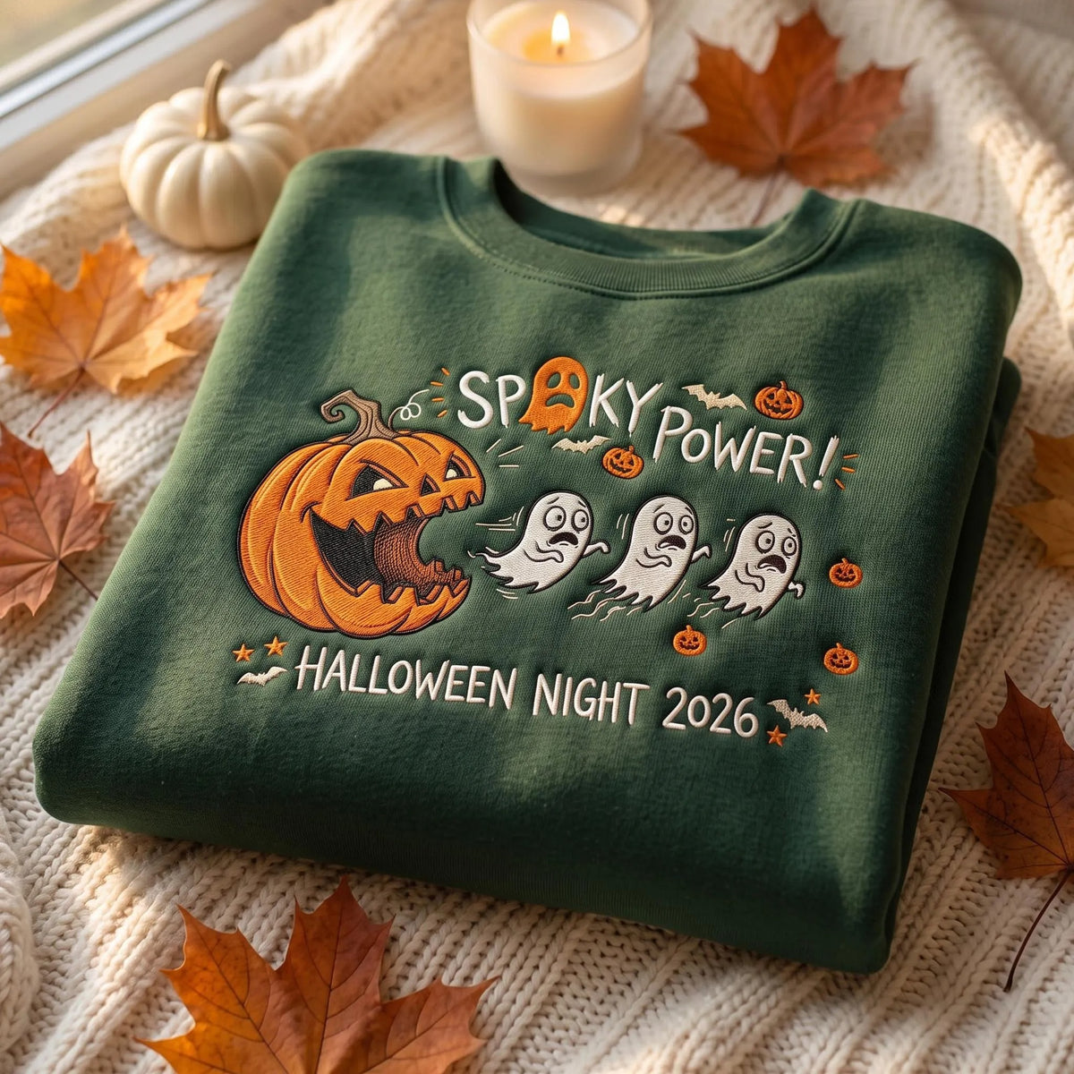 Halloween Spooky Power Embroidered Sweatshirt
