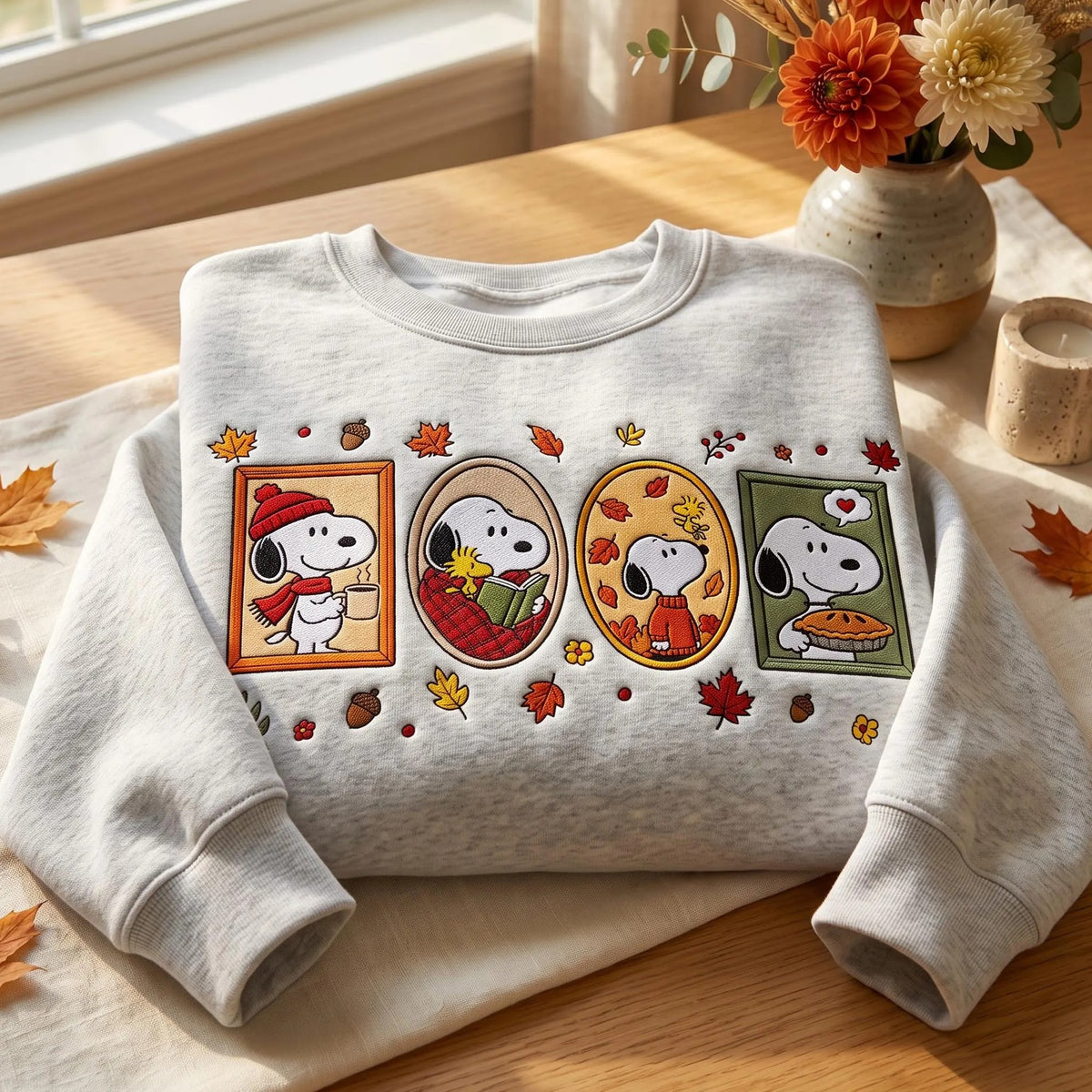 Fall Dog Embroidered Sweatshirt