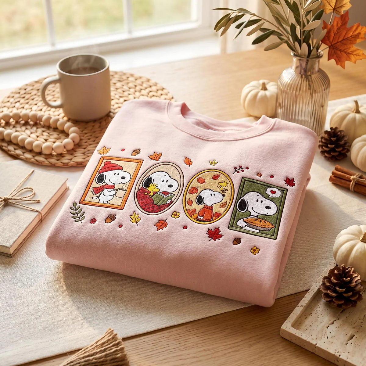 Fall Dog Embroidered Sweatshirt