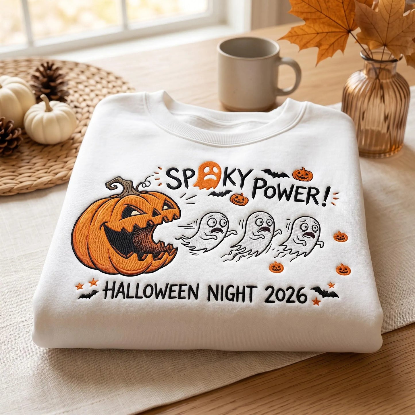 Halloween Spooky Power Embroidered Sweatshirt
