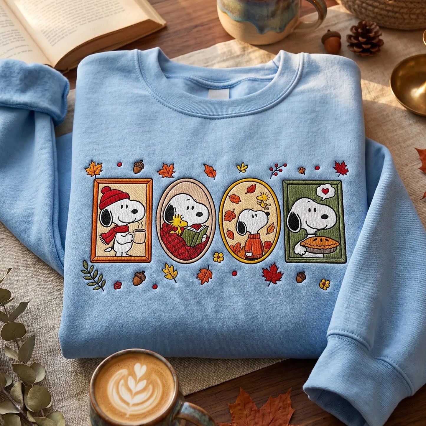 Fall Dog Embroidered Sweatshirt