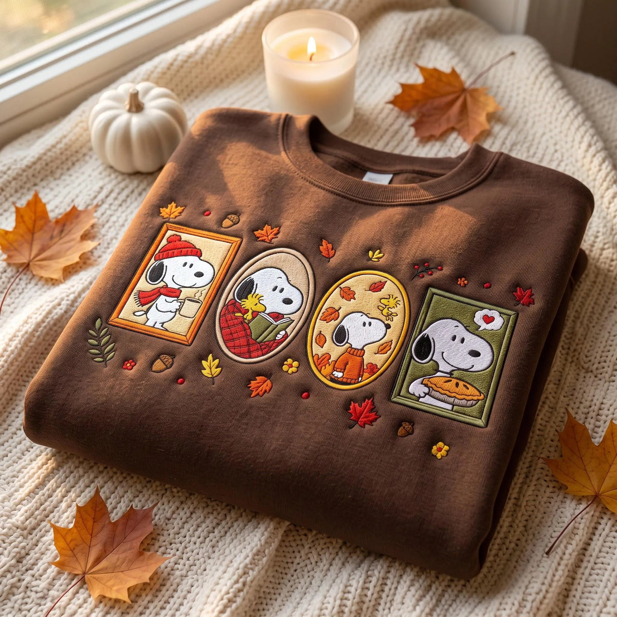 Fall Dog Embroidered Sweatshirt