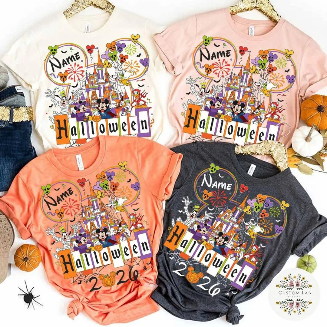 Personalized Mickey and Friends Castle Disney Halloween Shirt