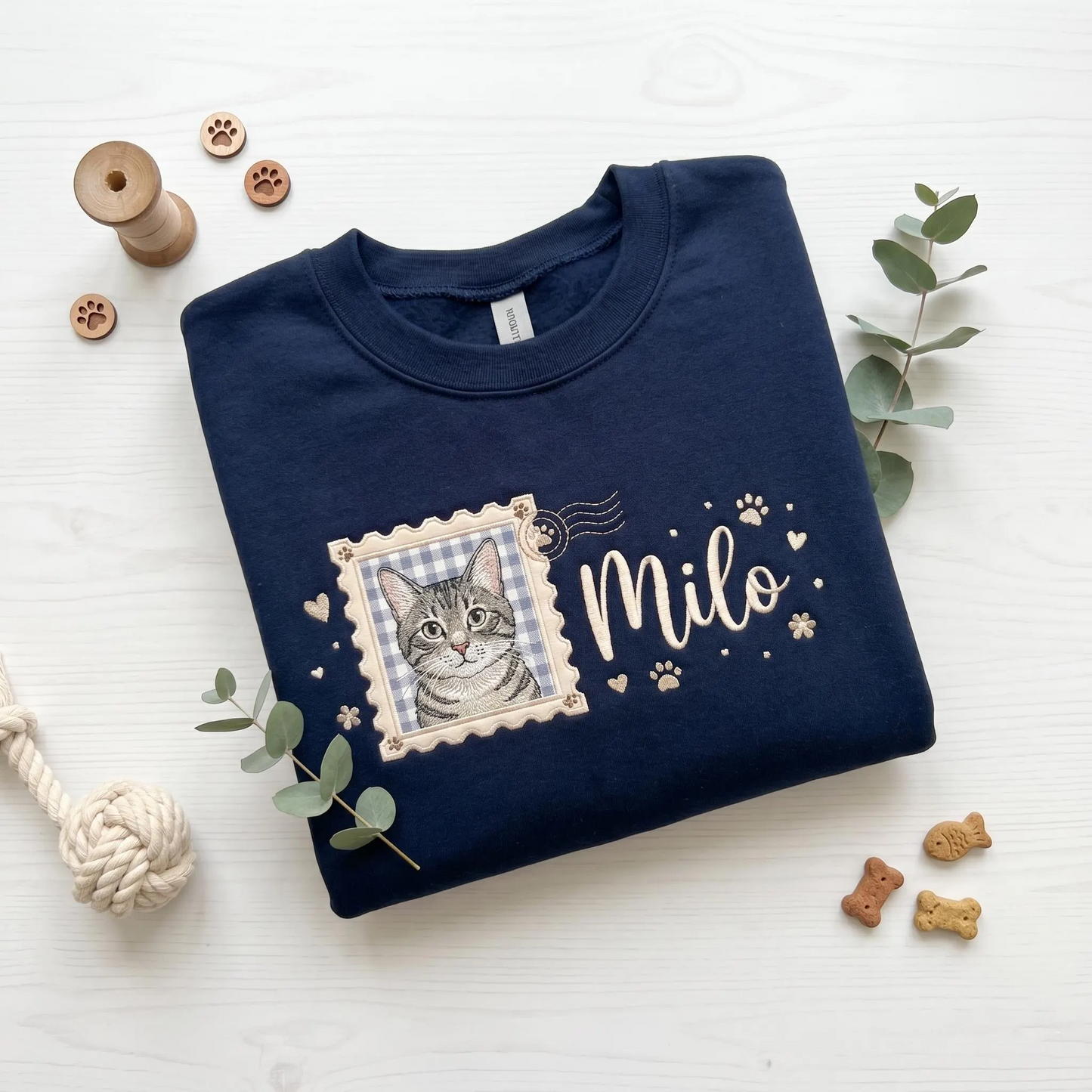 Custom Stamp Coquette Pet Embroidered Sweatshirt