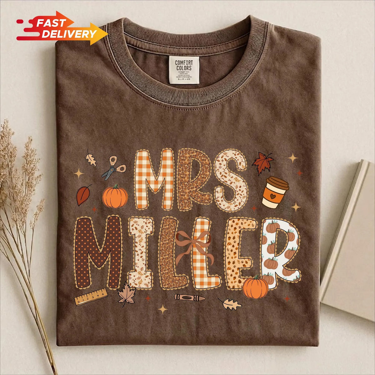 Custom Name Teacher Fall Comfort color T-Shirt
