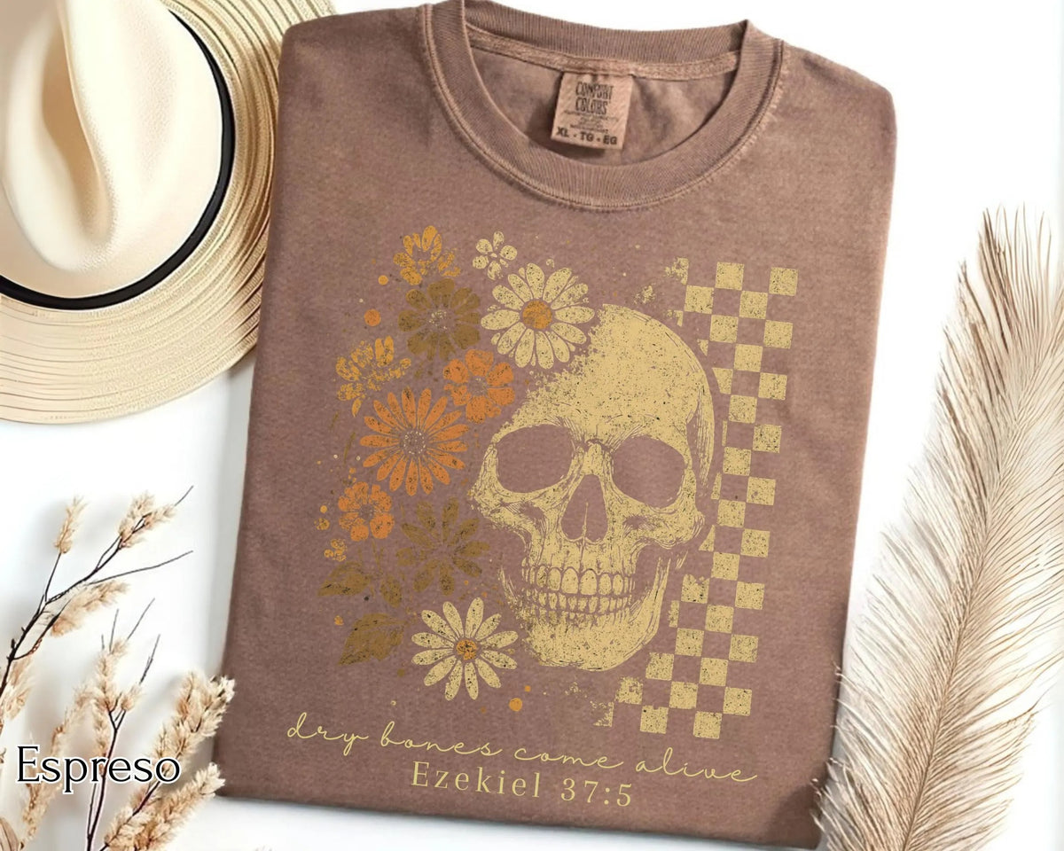Dry Bones Come To Life Skeleton Floral T-Shirt