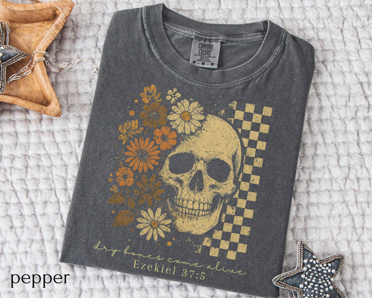 Dry Bones Come To Life Skeleton Floral T-Shirt