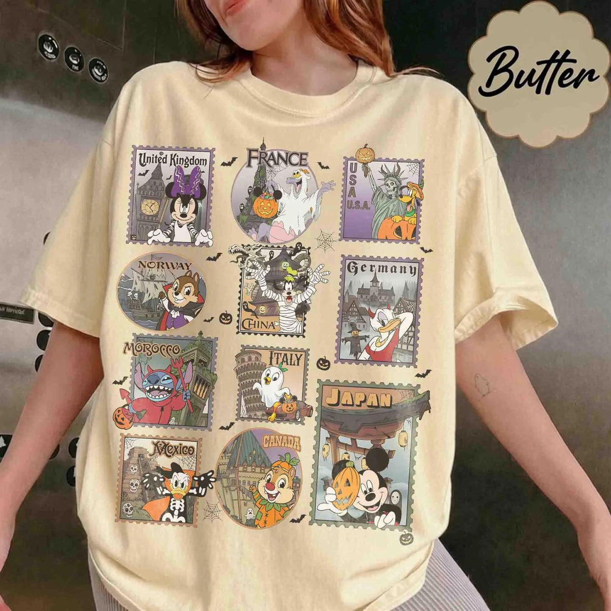 Disney Epcot Center World Stamps Halloween shirt