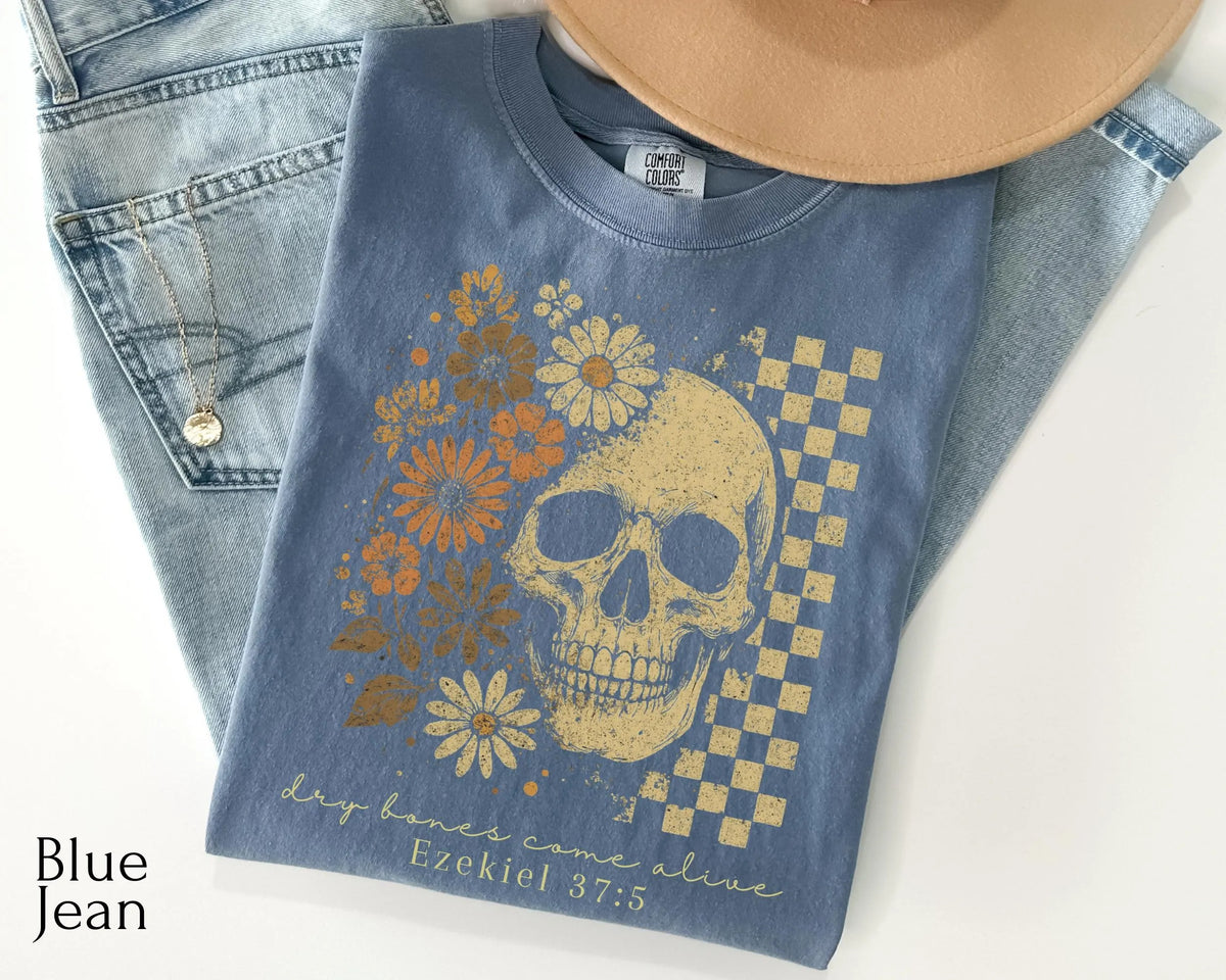 Dry Bones Come To Life Skeleton Floral T-Shirt