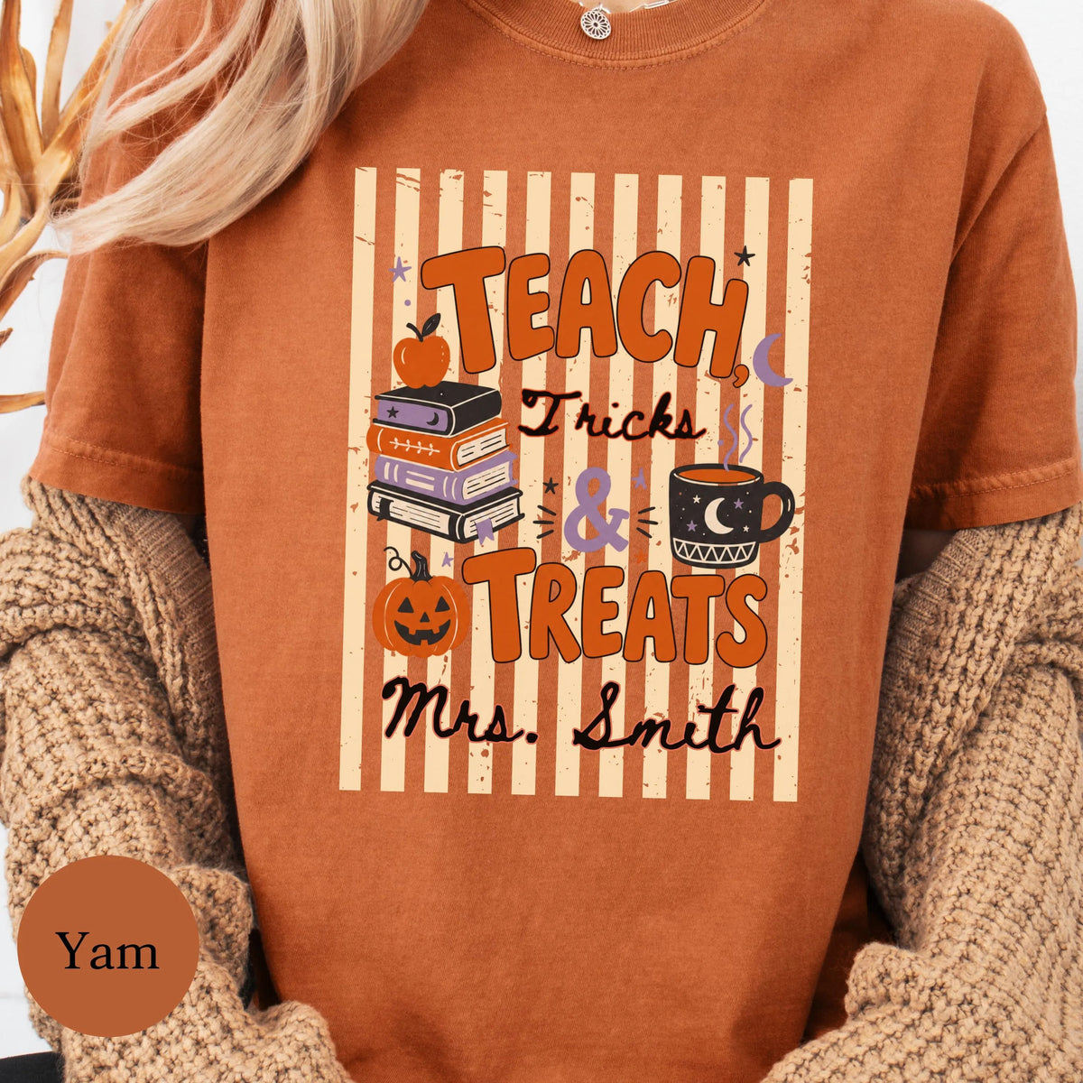 Custom Teacher Trick or Treats Comfort color T-Shirt
