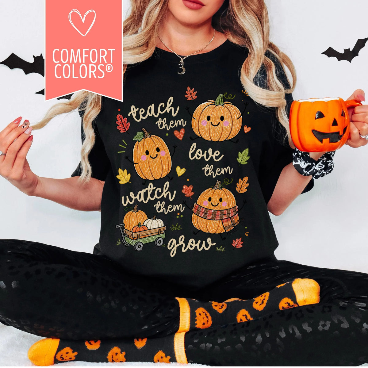 Autumn Pumpkin Teacher Comfort color T-Shirt