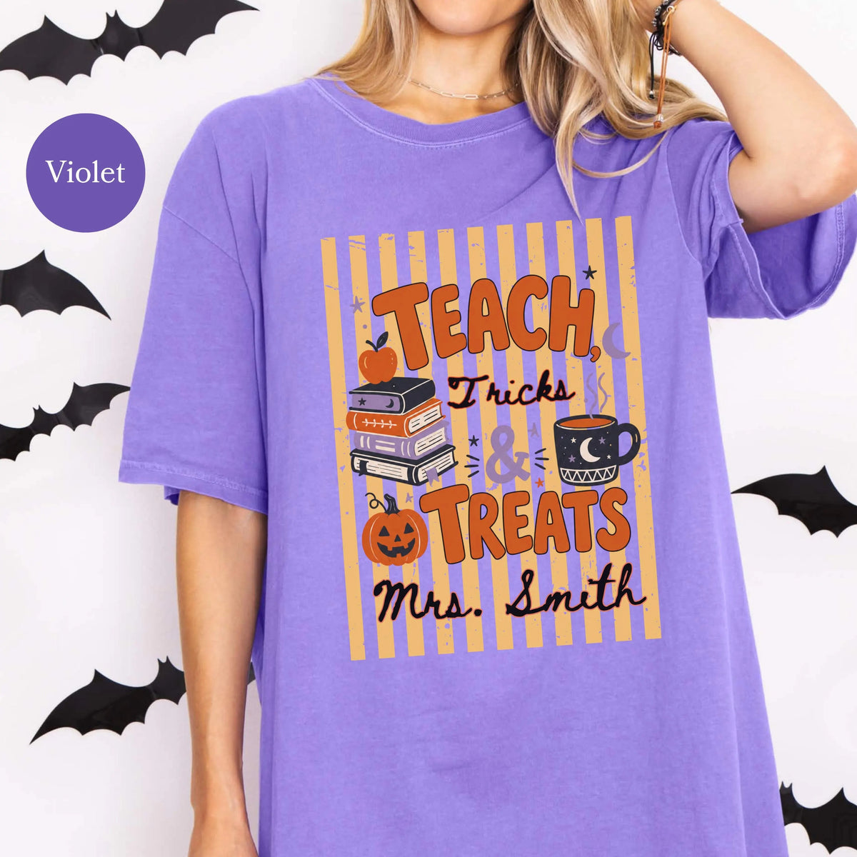 Custom Teacher Trick or Treats Comfort color T-Shirt