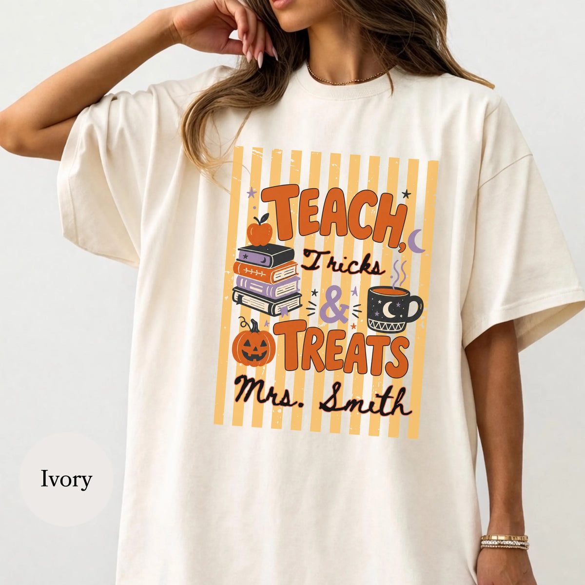 Custom Teacher Trick or Treats Comfort color T-Shirt