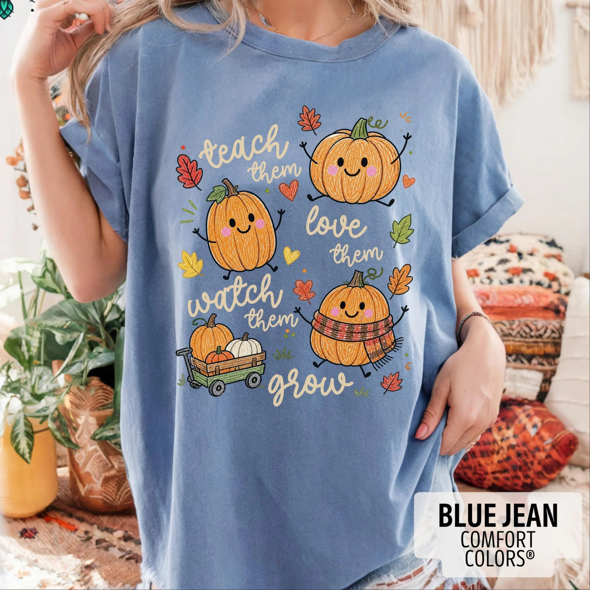 Autumn Pumpkin Teacher Comfort color T-Shirt