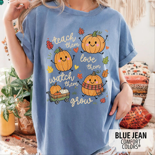 Autumn Pumpkin Teacher Comfort color T-Shirt