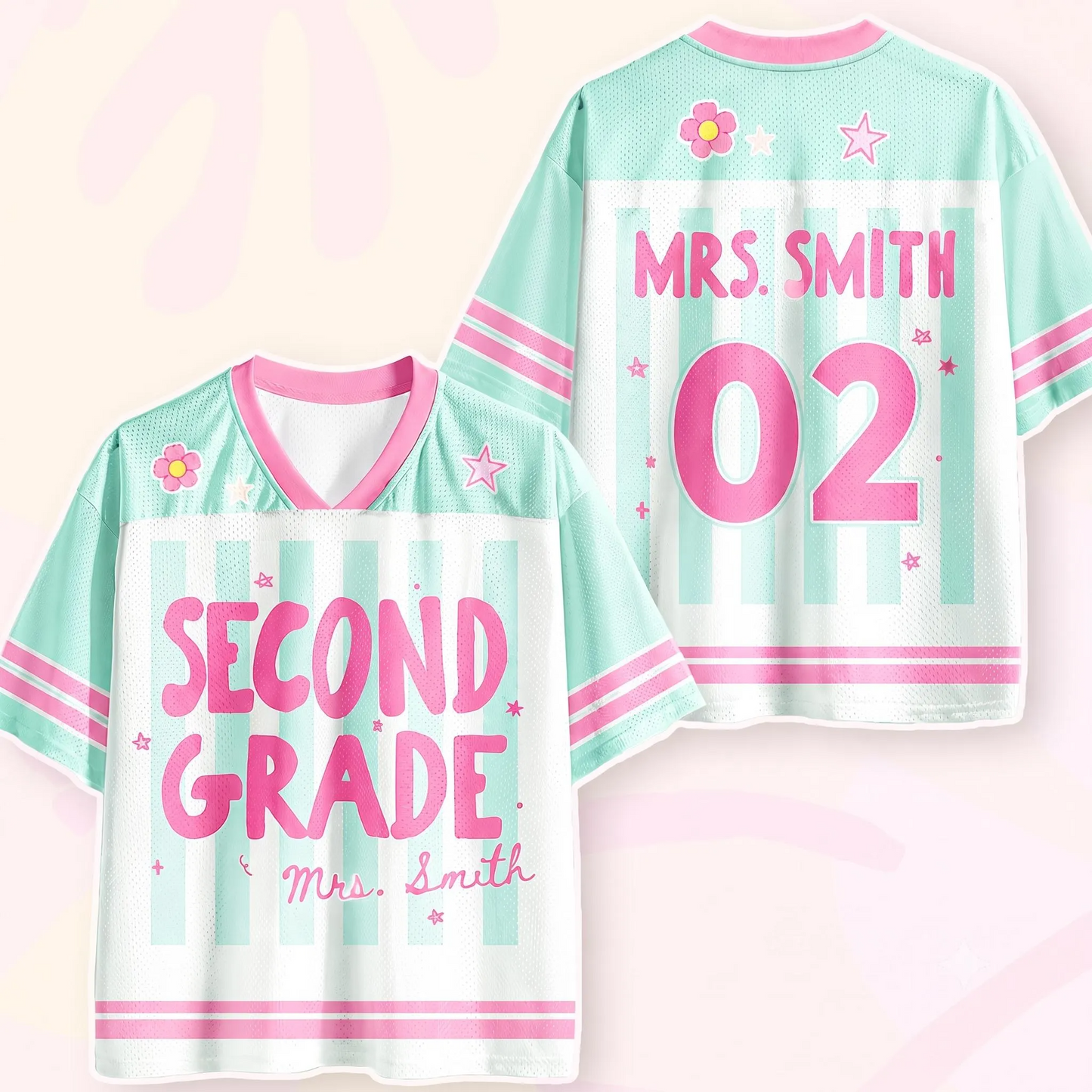 Personalized Grade And Name Teacher Mesh Jersey