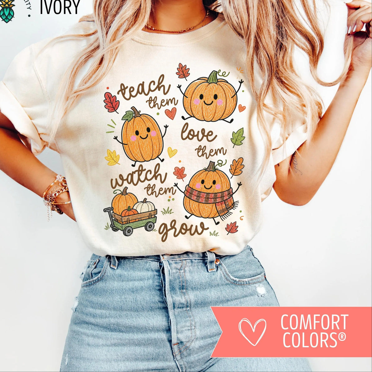 Autumn Pumpkin Teacher Comfort color T-Shirt