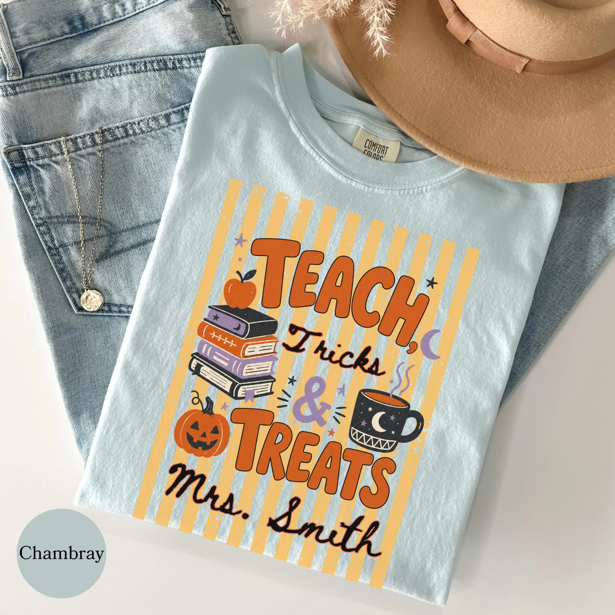 Custom Teacher Trick or Treats Comfort color T-Shirt