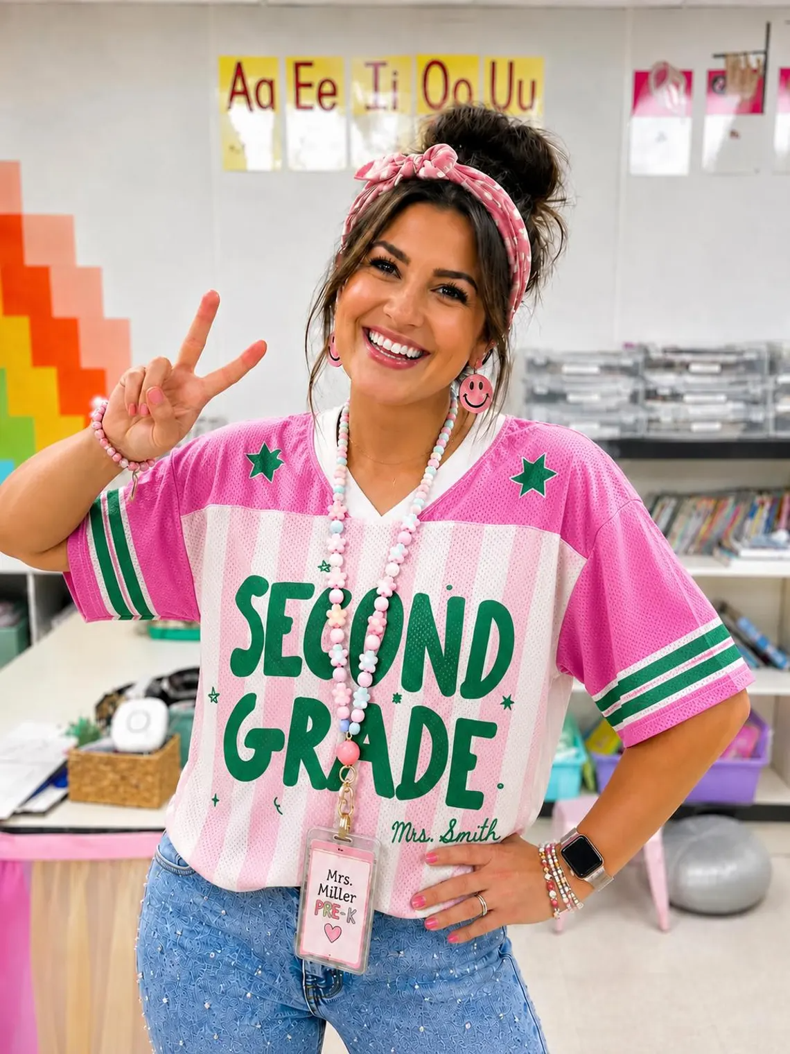 Personalized Grade And Name Teacher Mesh Jersey