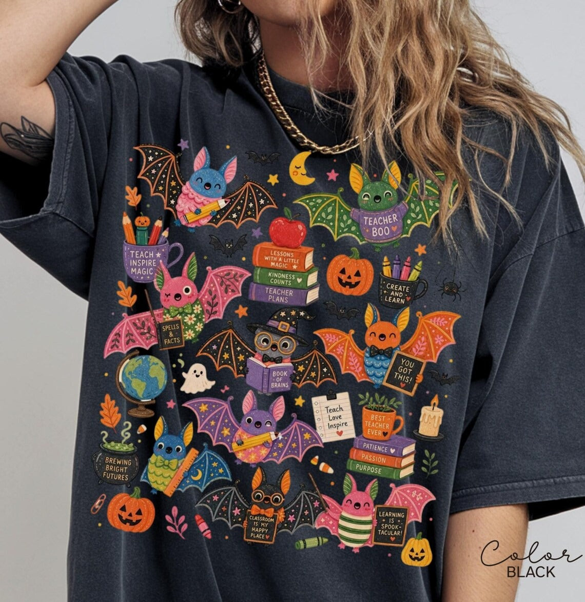 Halloween Teacher Bat Comfort color T-Shirt