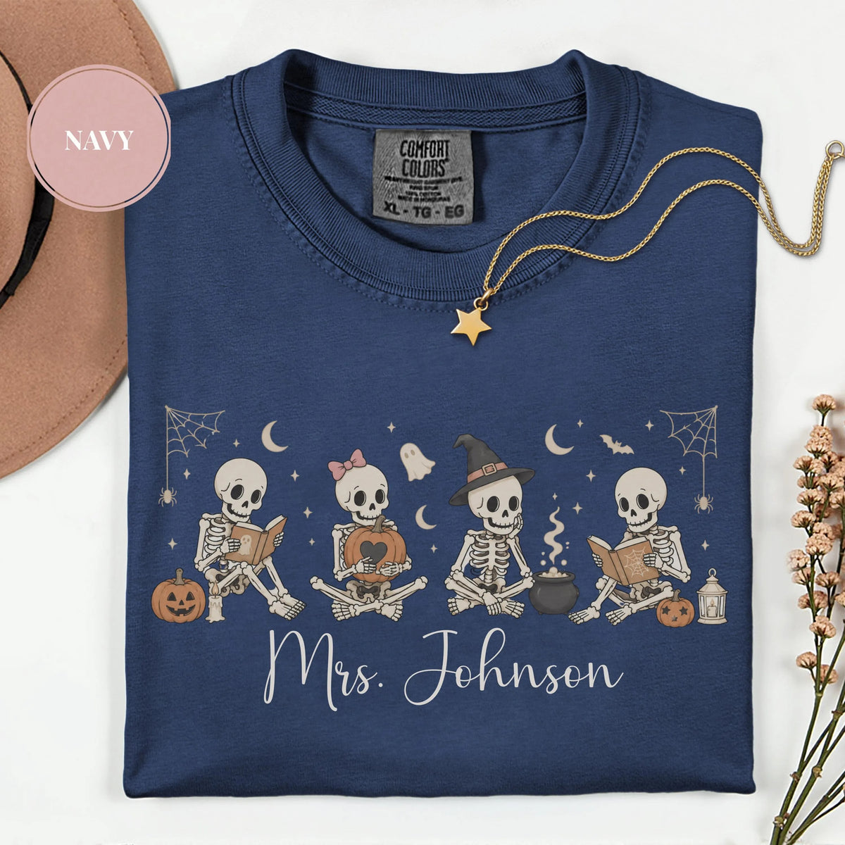 Personalized Skeleton Teacher Comfort color T-Shirt