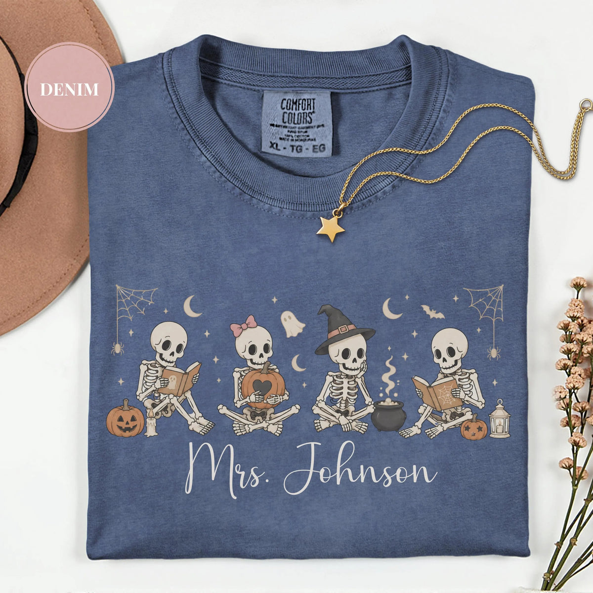 Personalized Skeleton Teacher Comfort color T-Shirt
