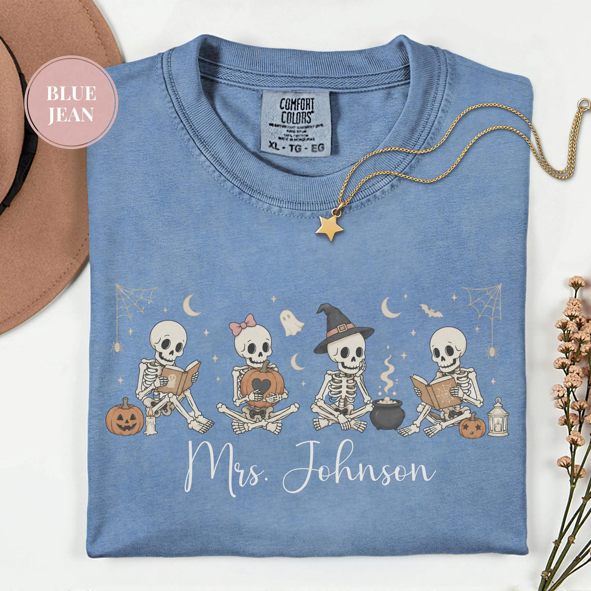 Personalized Skeleton Teacher Comfort color T-Shirt