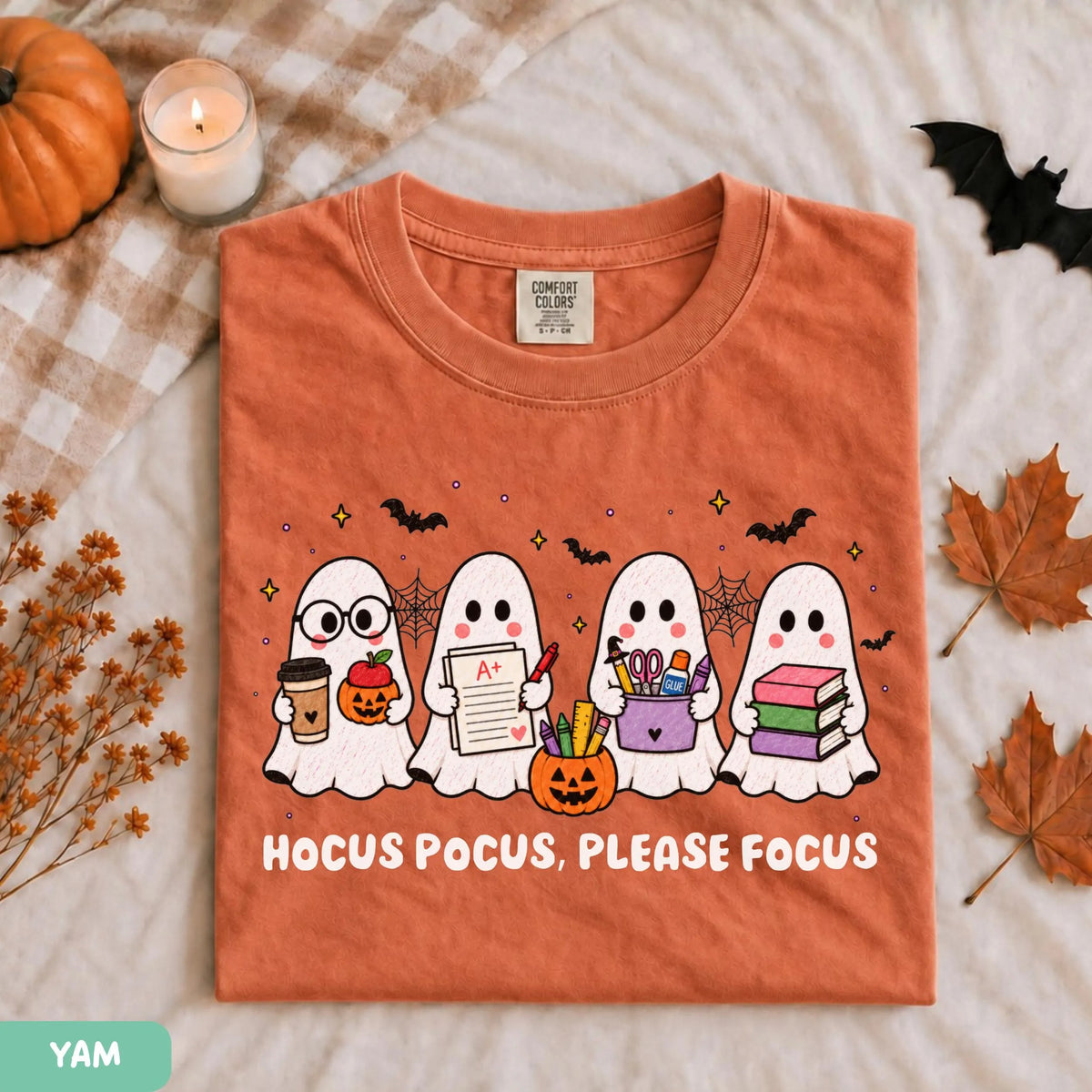 Funny Teacher Ghost Halloween Comfort color T-Shirt