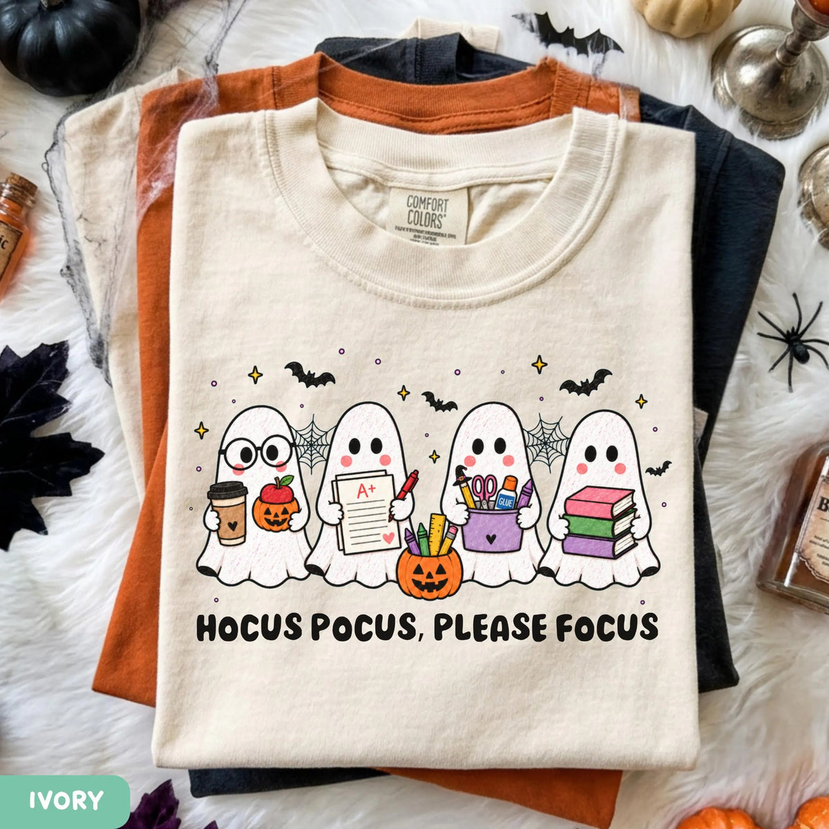 Funny Teacher Ghost Halloween Comfort color T-Shirt