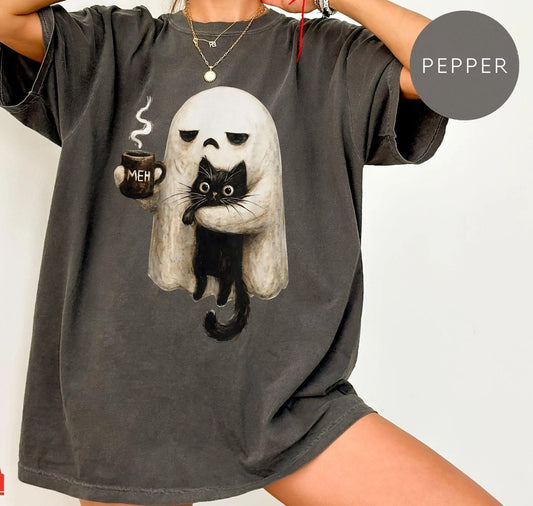Spooky Black Cat Funny Halloween Shirt