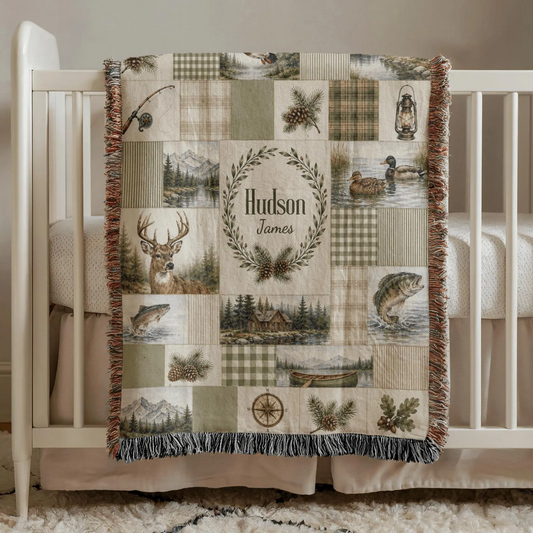 Personalized Deer Hunting & Black Lab Blanket DH1000