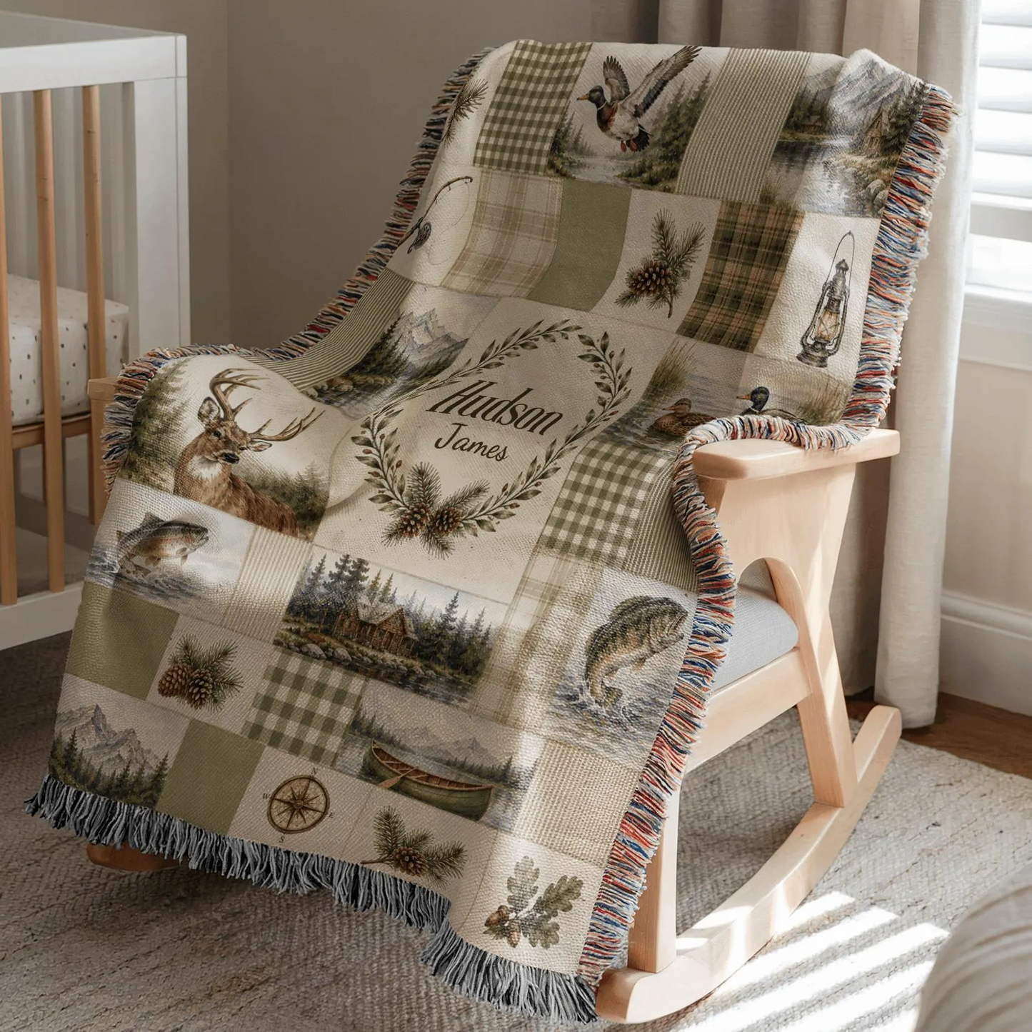 Personalized Deer Hunting & Black Lab Blanket DH1000