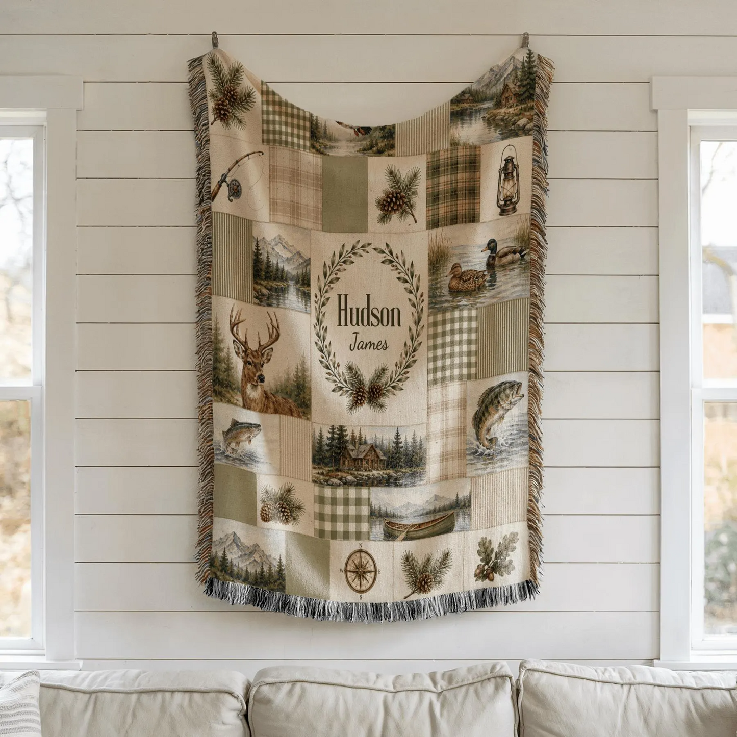 Personalized Deer Hunting & Black Lab Blanket DH1000