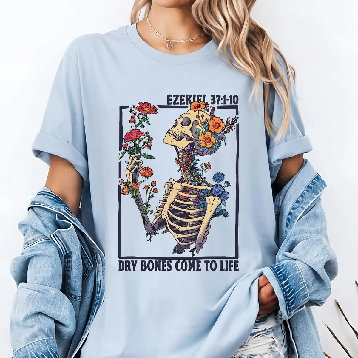Dry Bones Come To Life Skeleton Floral T-Shirt