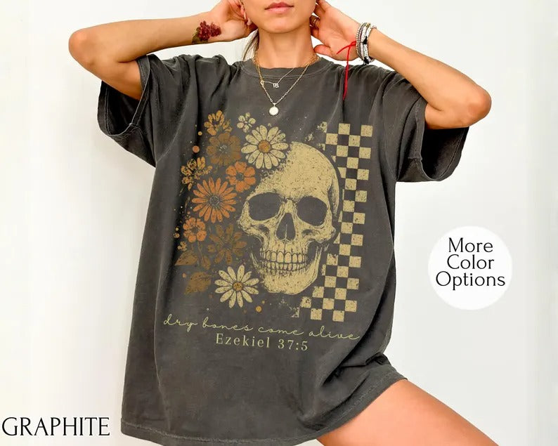Dry Bones Come To Life Skeleton Floral T-Shirt