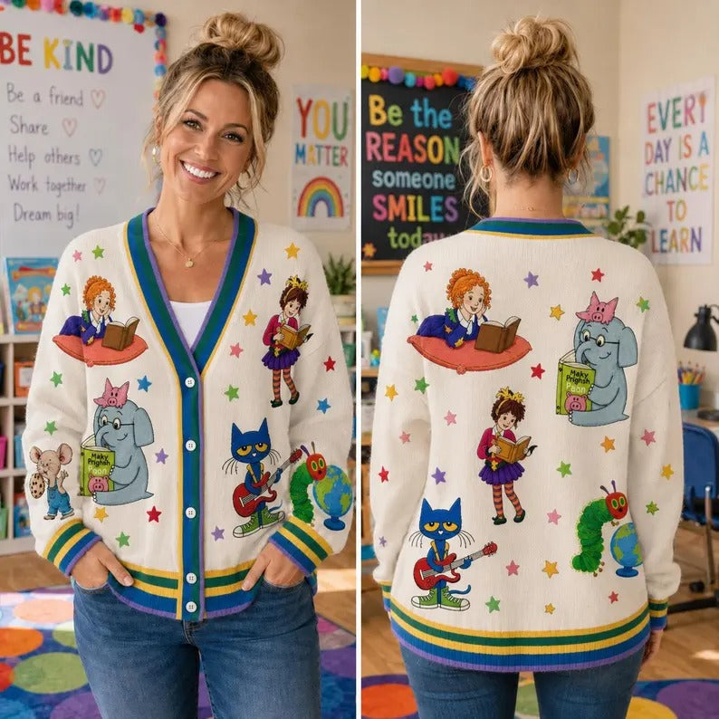 Personalized teacher Cardigan Sweater-Children's Book Character